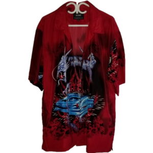 Urban Rags Dragon And Car Graphic Short Sleeve Button Up Size XXXL